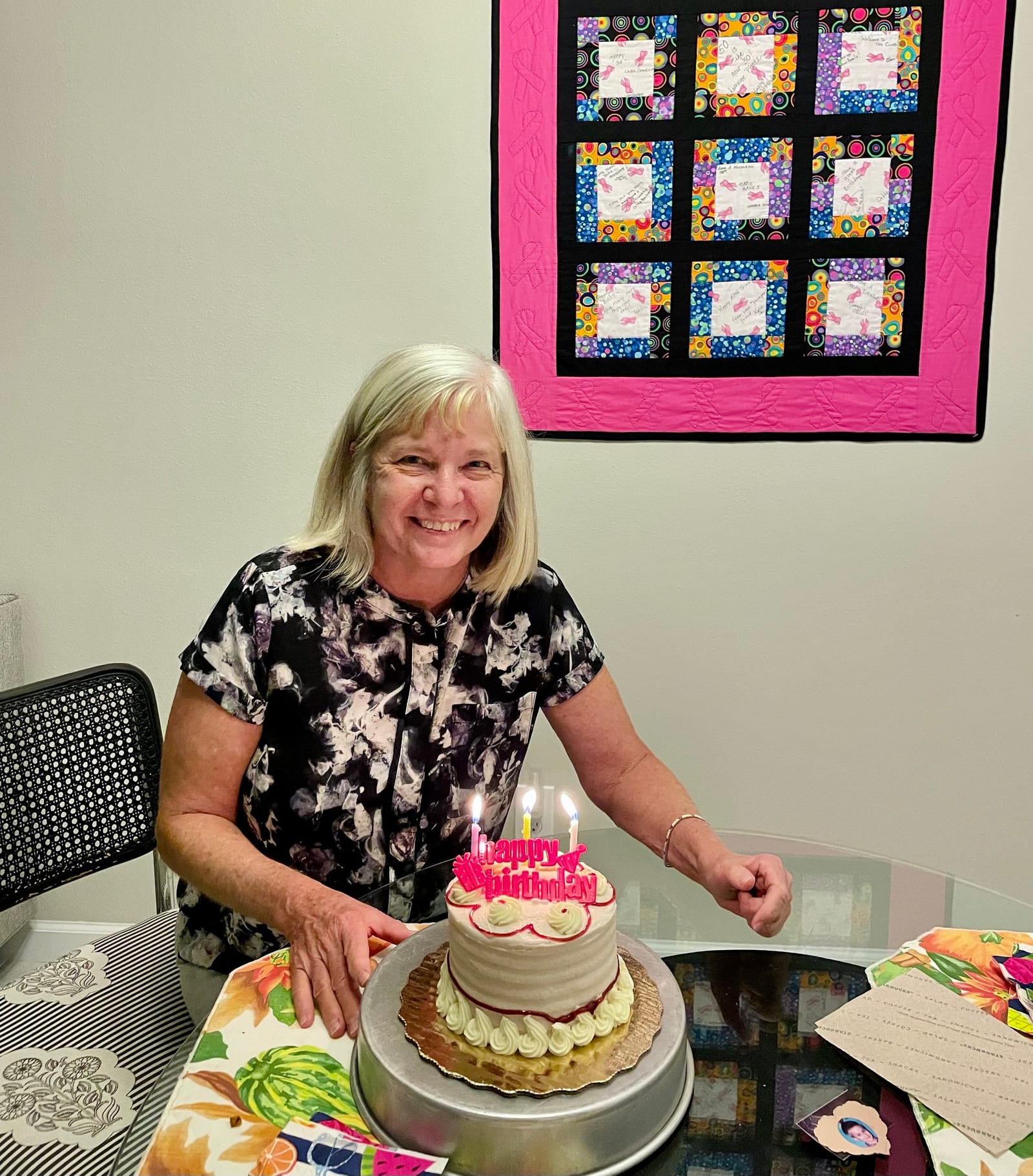My mom and her birthday cake